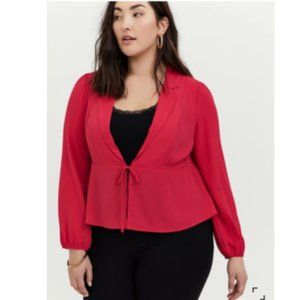 Torrid Fuchsia Crepe Tie Front Peplum Jacket l Plus Size 2 2X